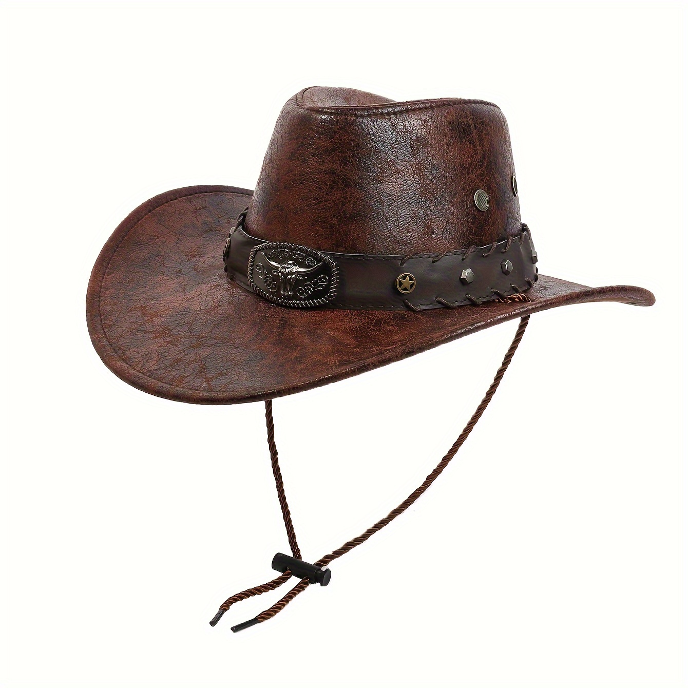 

Ladies Western Cowboy Hat, Pu Leather Wide Brim Hat, Lightweight Non-elastic Sun Protection Jazz Hat