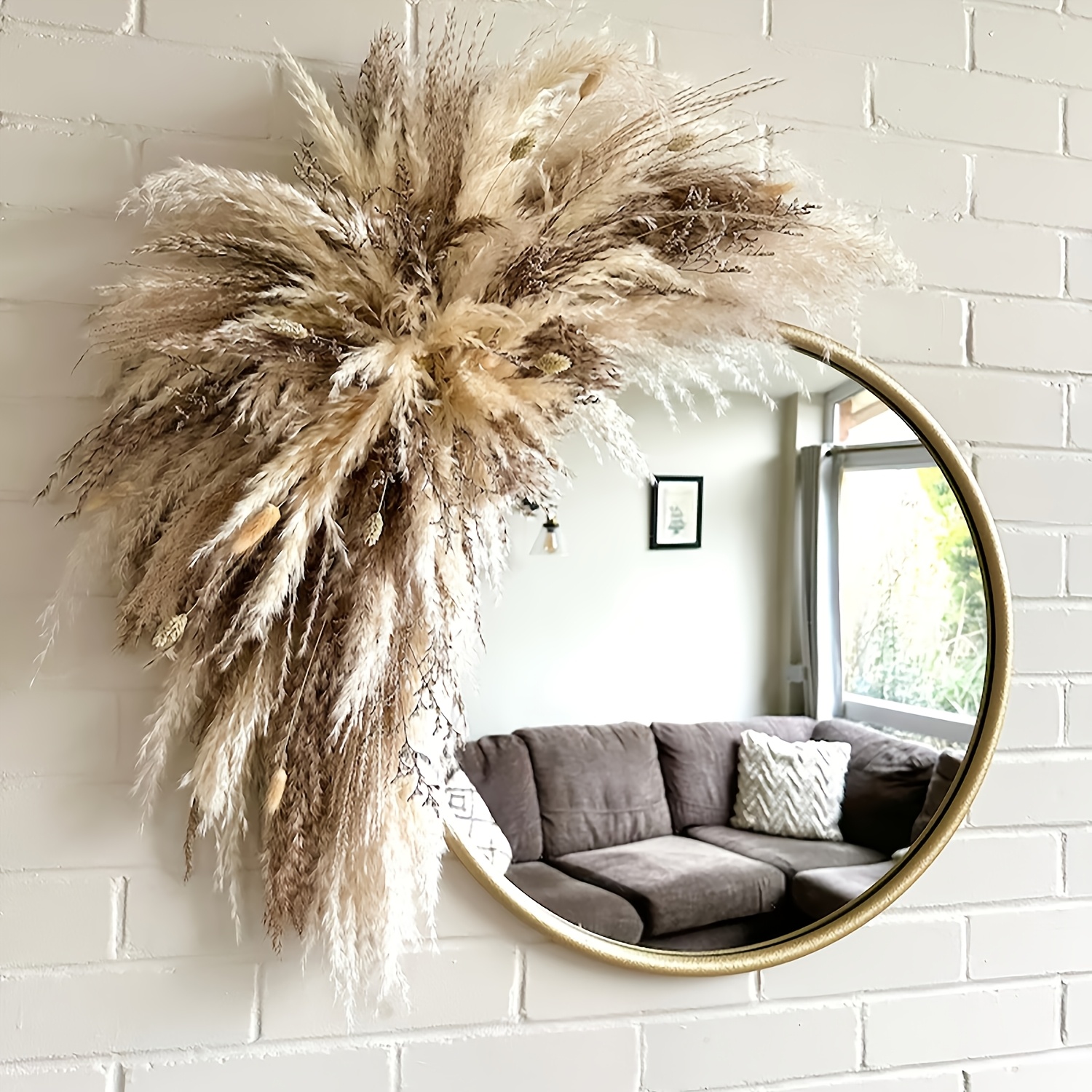 Large Natural Pampas Grass Wall Decor With Boho Beige Feathers - Tall Dried Stems Suitable For, Large Pampas Grass Plant For Decoration, Bohemian /ceiling Decor For , Neutral Accent