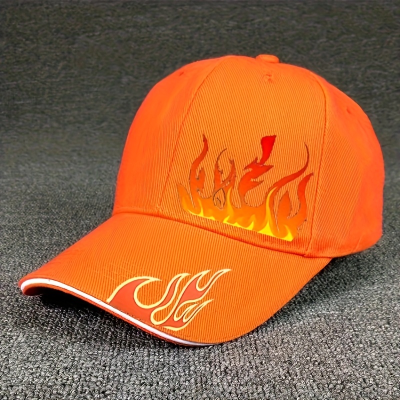 E-shop 1 Herren Stylisches Sandwich - Lagen Baseballcap. Baseballcap mit Flammenprint. Ideal für die Straße, Radfahren Reisen