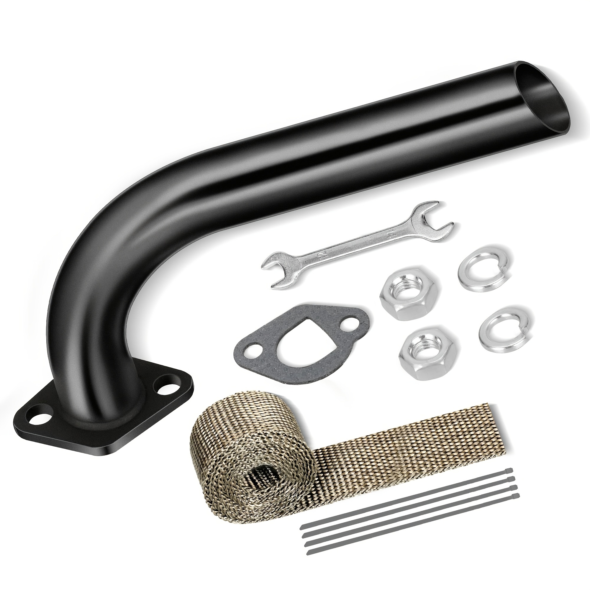 TEMU High-performance Mini Bike Exhaust Pipe Kit For /224cc/196cc, Ct200u/bt200x - 6.5hp /gx200 Engines - Includes Iron Pipe, Heat , Gaskets, Lock