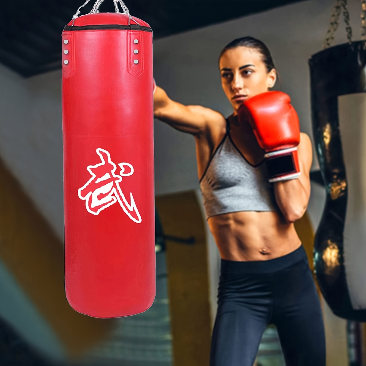 Pu Leather Adult Heavy Boxing Punching Bag Sturdy Metal Set - Temu