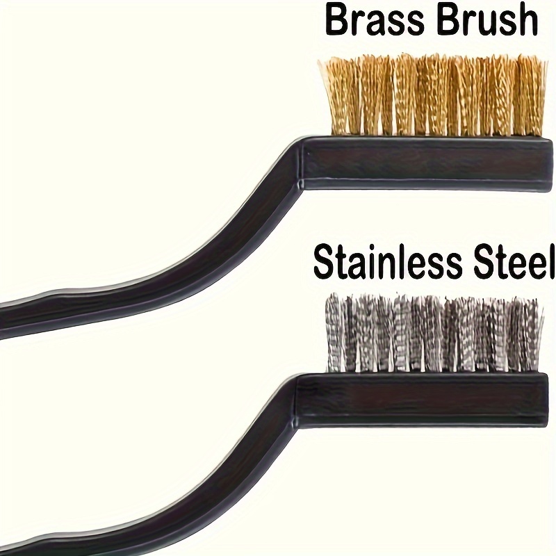 

6-piece Wire Brush Set, Stainless Steel & Brass Bristles, Handheld For Cleaning Welding Slag, Rust, Outdoor, Bathroom, Kitchen & Patio - Manual Masonry Tools With Curved Handle, No Electricity Needed