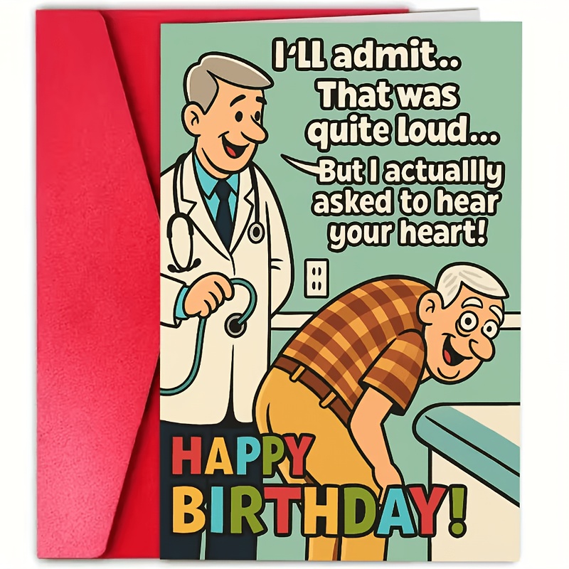 TEMU Fun Men's Birthday Card, Doctor Jokes Theme, Perfect For , Family, And Colleagues, Uses Humor To Any Birthday Celebration, Christmas Gift, Great