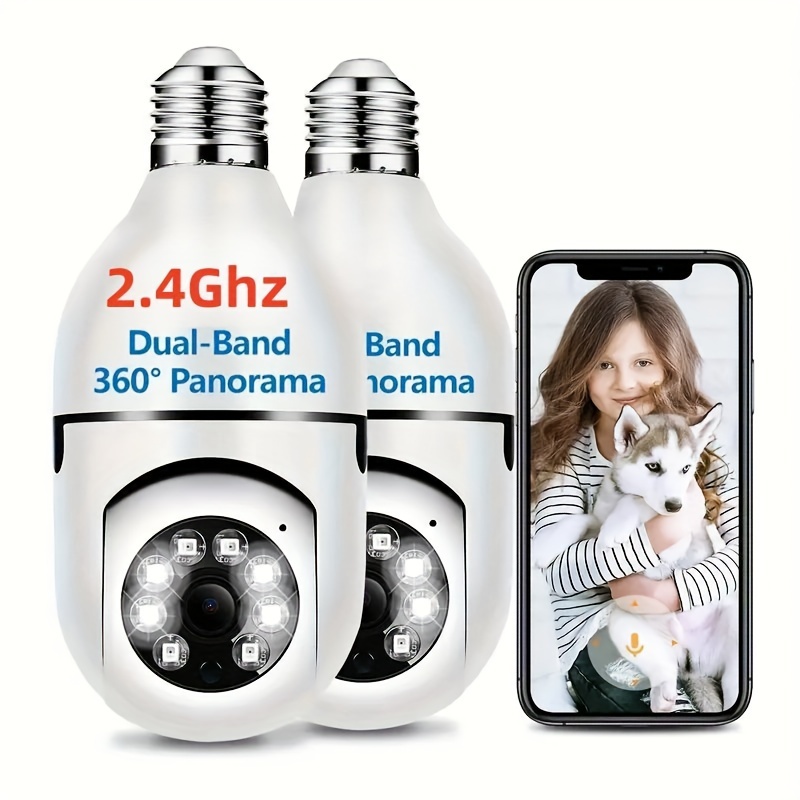 

2ps-4ps E27 2.4ghz Wireless Panoramic Security Camera With Night Vision, Motion Alerts, And Two-way Audio - Easy Install