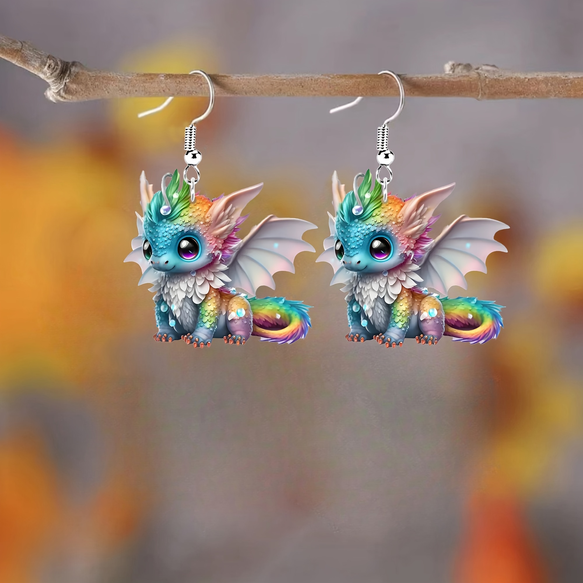 

Chic Dragon Earrings For Women - 2pc Set, Fun Acrylic Animal Accessories, Perfect Gift Idea Jewelry For Women Earrings Women Trendy