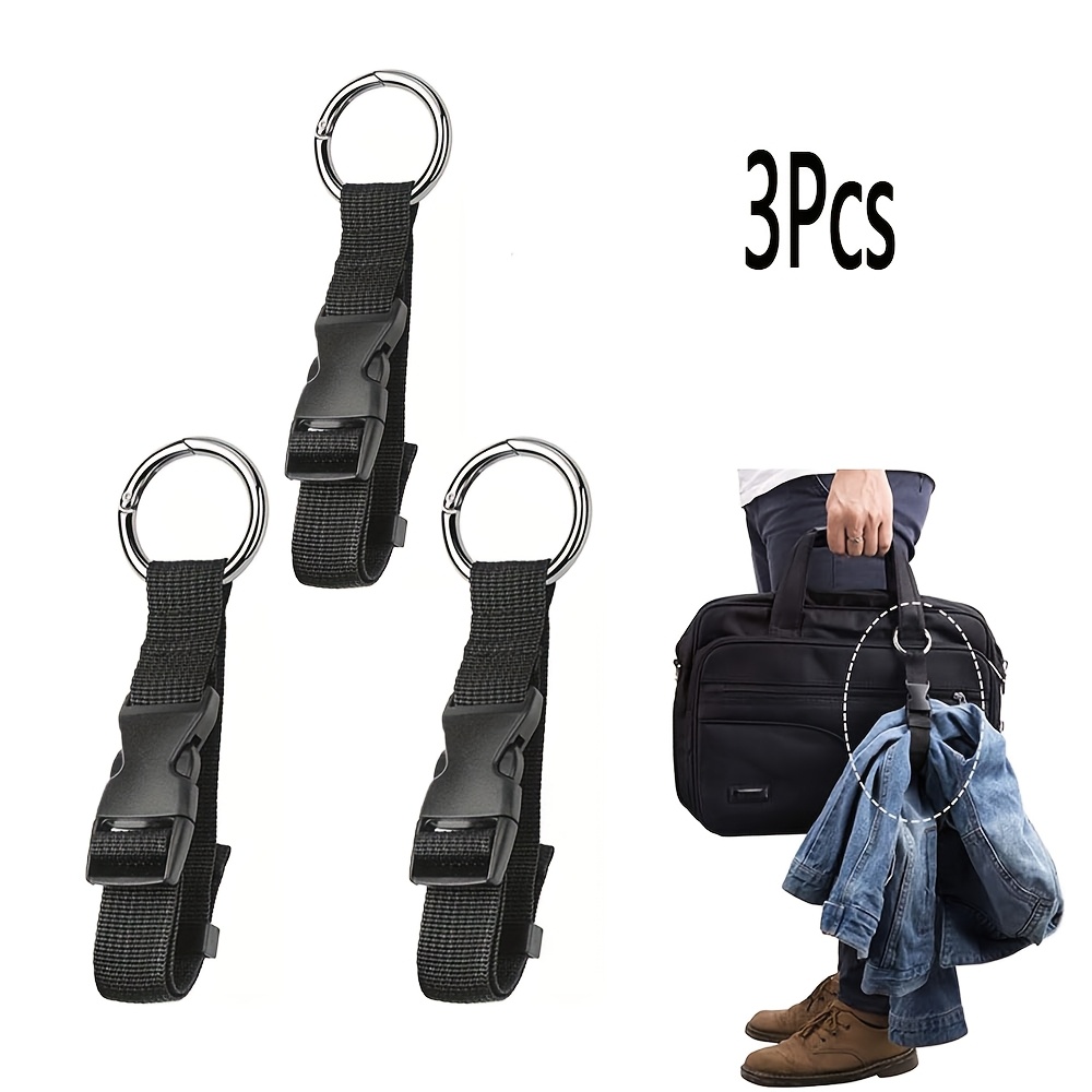 TEMU Lot de 3 sangles de bagage durables en nylon noir avec clip antivol - Clip polyvalent pour sac à main, facile à transporter, adapté aux voyages