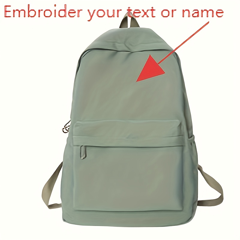 TEMU Custom Embroidered Name, Date, Zodiac Sign, Week, Month, And Text Nylon Backpack With Adjustable Shoulder Straps. Lightweight Student Backpack