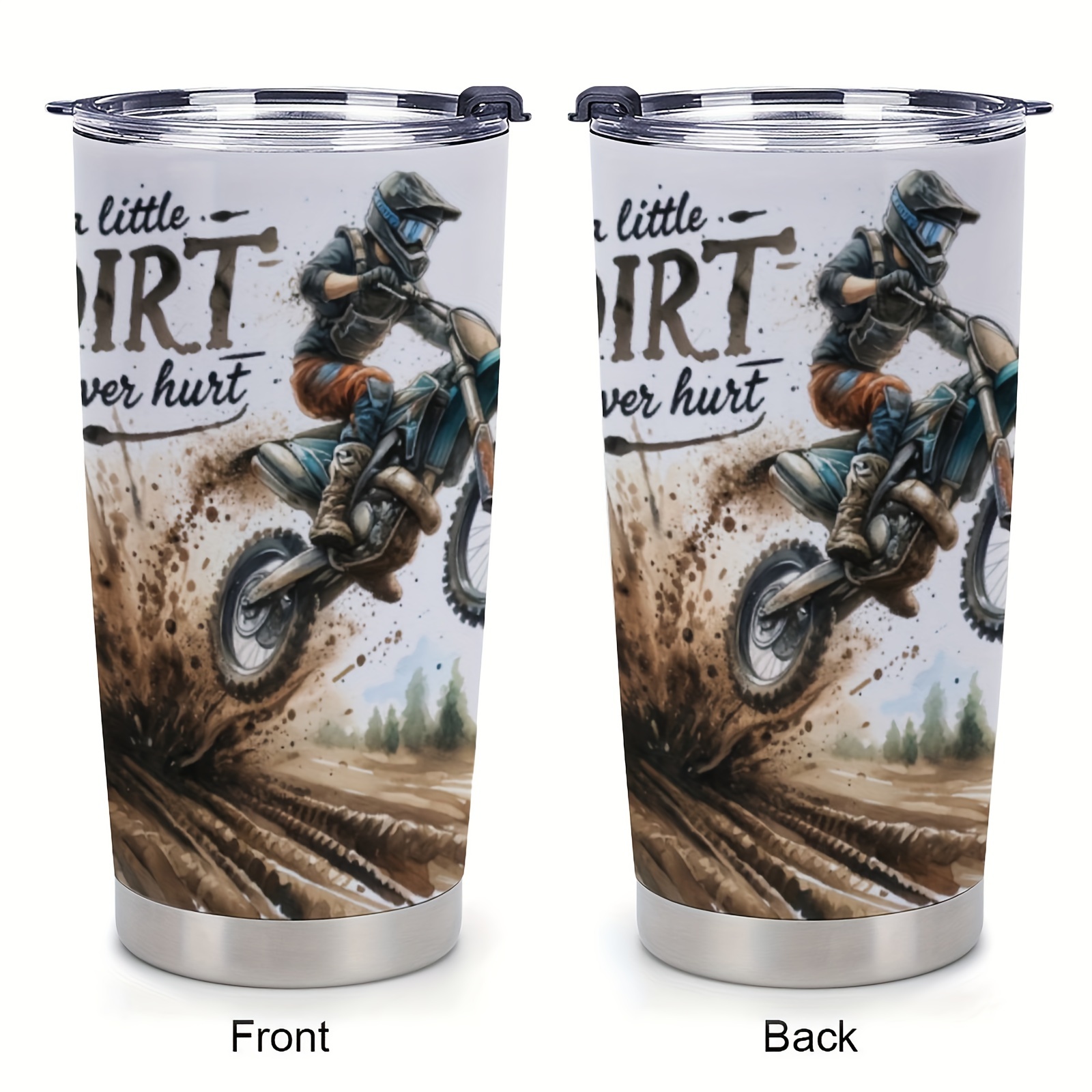 

20oz Stainless Steel Insulated With Lid - Motorcycle Water Bottle, 3d Effect Drinkware For , Ideal Christmas And Valentine's Day Gift For Best Friend