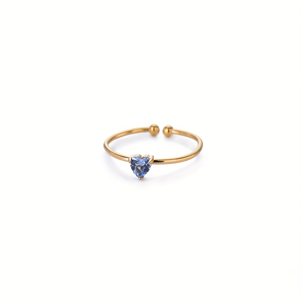 Stainless Steel Birthstone Open Ring, Elegant Fashion