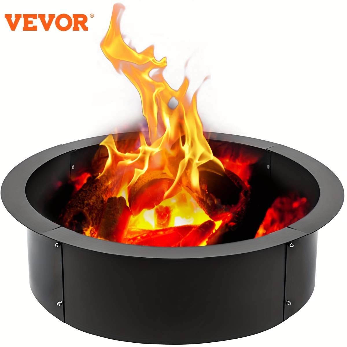 

Vevor Fire Pit Ring 45-inch Outer/39-inch Inner Diameter, 3.0mm Heavy Duty , Fire Pit Liner Diy Campfire Ring Above Or In-ground For Outdoor Black