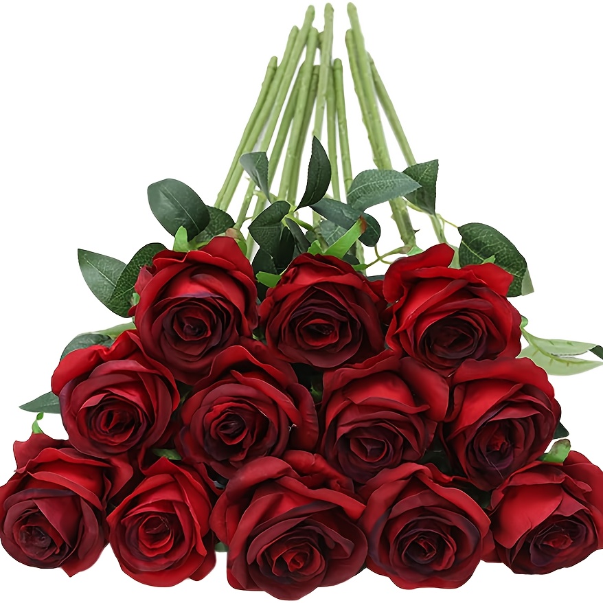 

12pcs Lifelike Artificial Roses - Valentine's, Day & Halloween Decor | Realistic Fake Flowers For Weddings, Home Parties & Romantic Gifts