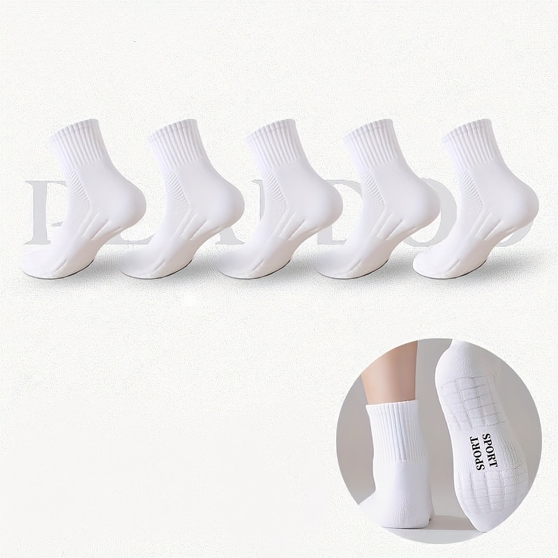 Image of 5 Pairs Of Sports Socks For Men And Women, Professional Running Socks, Summer Men's Sweat-absorbing And Odor-resistant Towel-backed Basketball And Football Socks, Thick, Football Additions