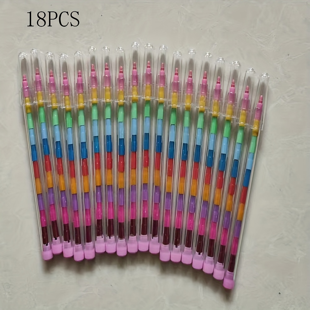 Image of 18pcs Stackable Colorful Painting Graffiti Crayons Party Supplies Birthday Gifts School Teacher Prizes