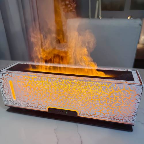 2025 flame diffuser large room ultrasonic therapy humidifier two realistic flame colors diffuser 200ml desktop noiseless cool mist humidifier with timer auto off protection for home office gift black