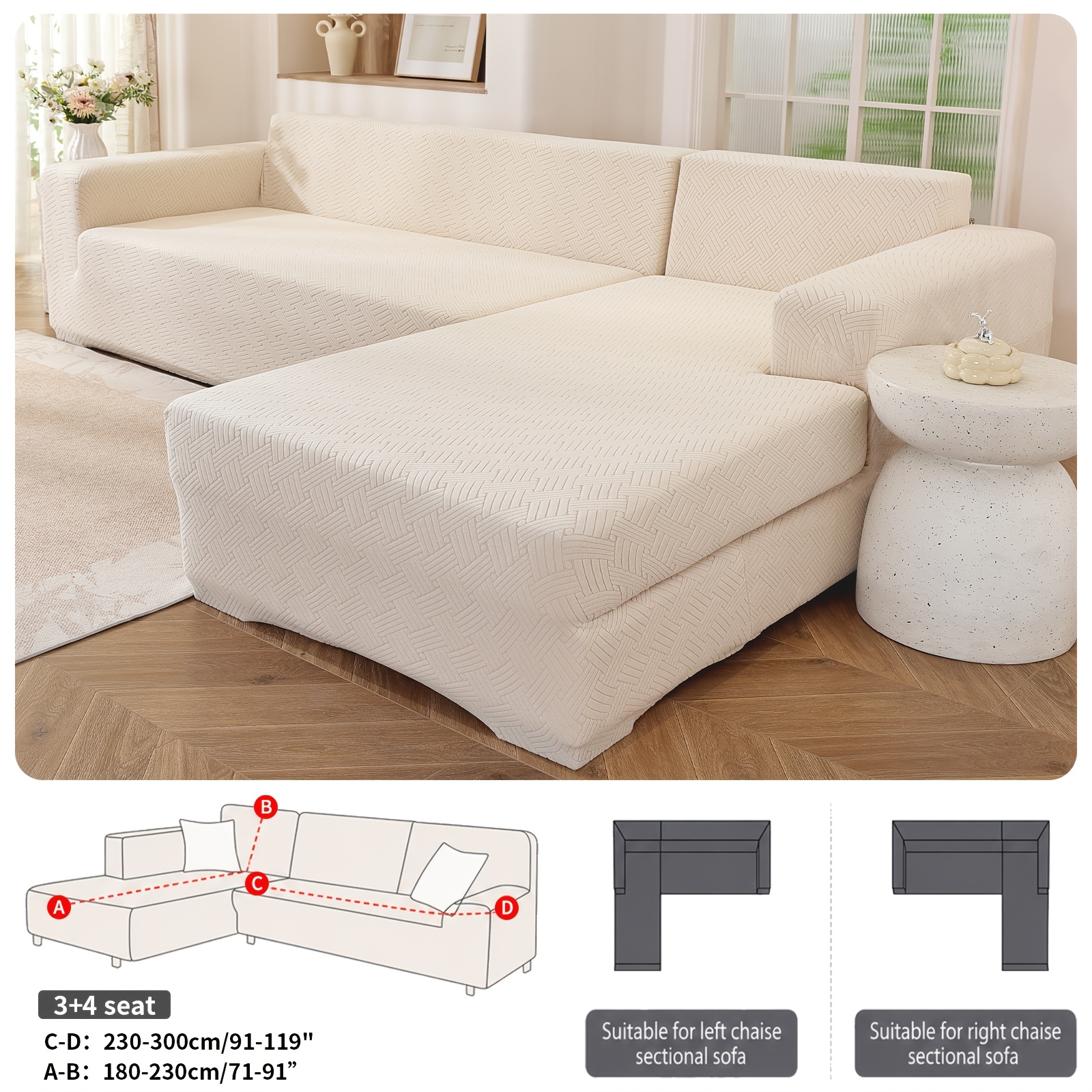 TEMU Housse de canapé modulable en L moderne, Housse de protection jacquard 3D de qualité supérieure pour canapé chaise 3 places, Protection de
