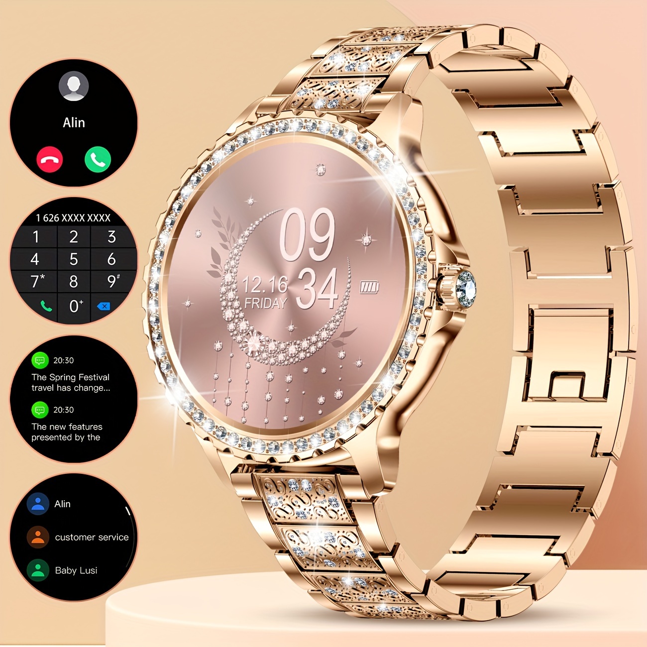 

Lige Smart Watch For Women 1.32" Hd Smartwatch With Wireless Call Fitness With 20 Sports Smart Watches For Iphone Golden