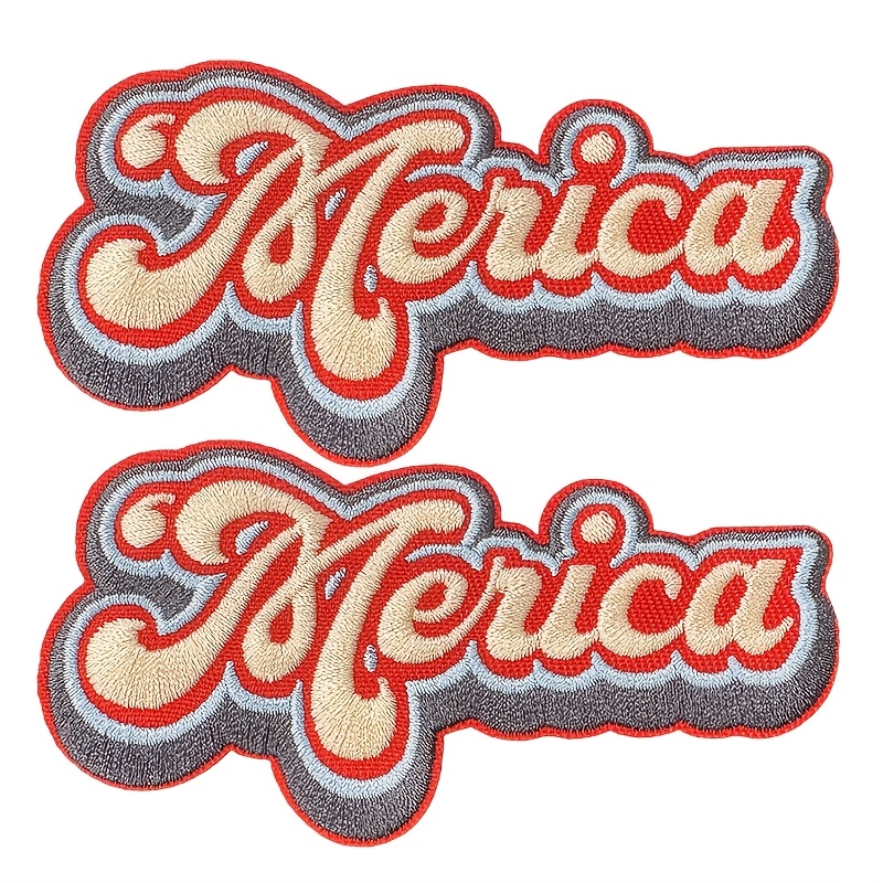 TEMU 2pcs "" Embroidered Patch, Vintage Style Embroidered Patch, Perfect For Jackets, Hats And Backpacks, Suitable For Patriotic Events, Everyday ,