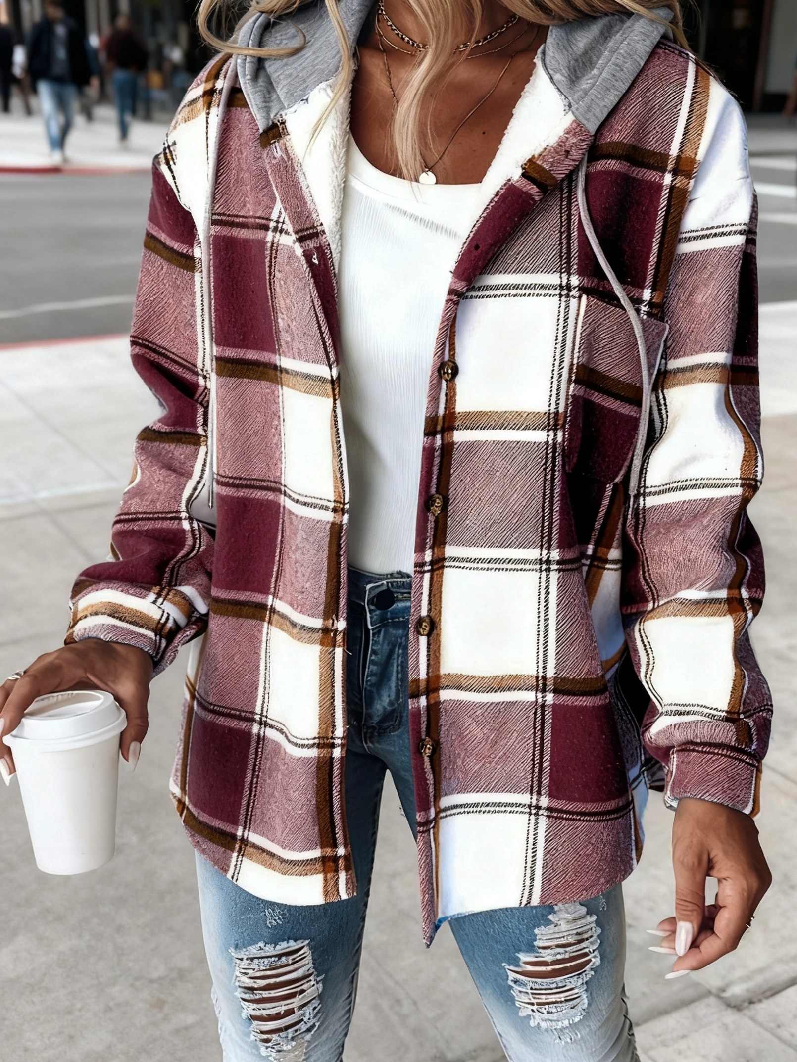 Plaid Hooded Jacket Details