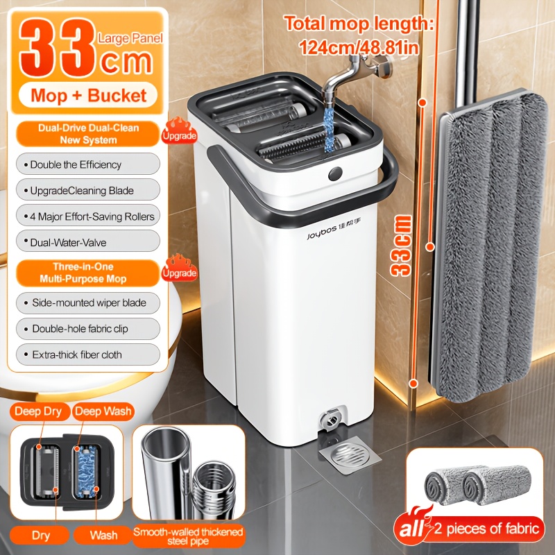 TEMU Mop And Bucket Set, Self-wash Flat Mop, Lazy Cleaning Supplies, Use, Household Cleaning Tools With Replacement Pads, Ideal For Living Room,