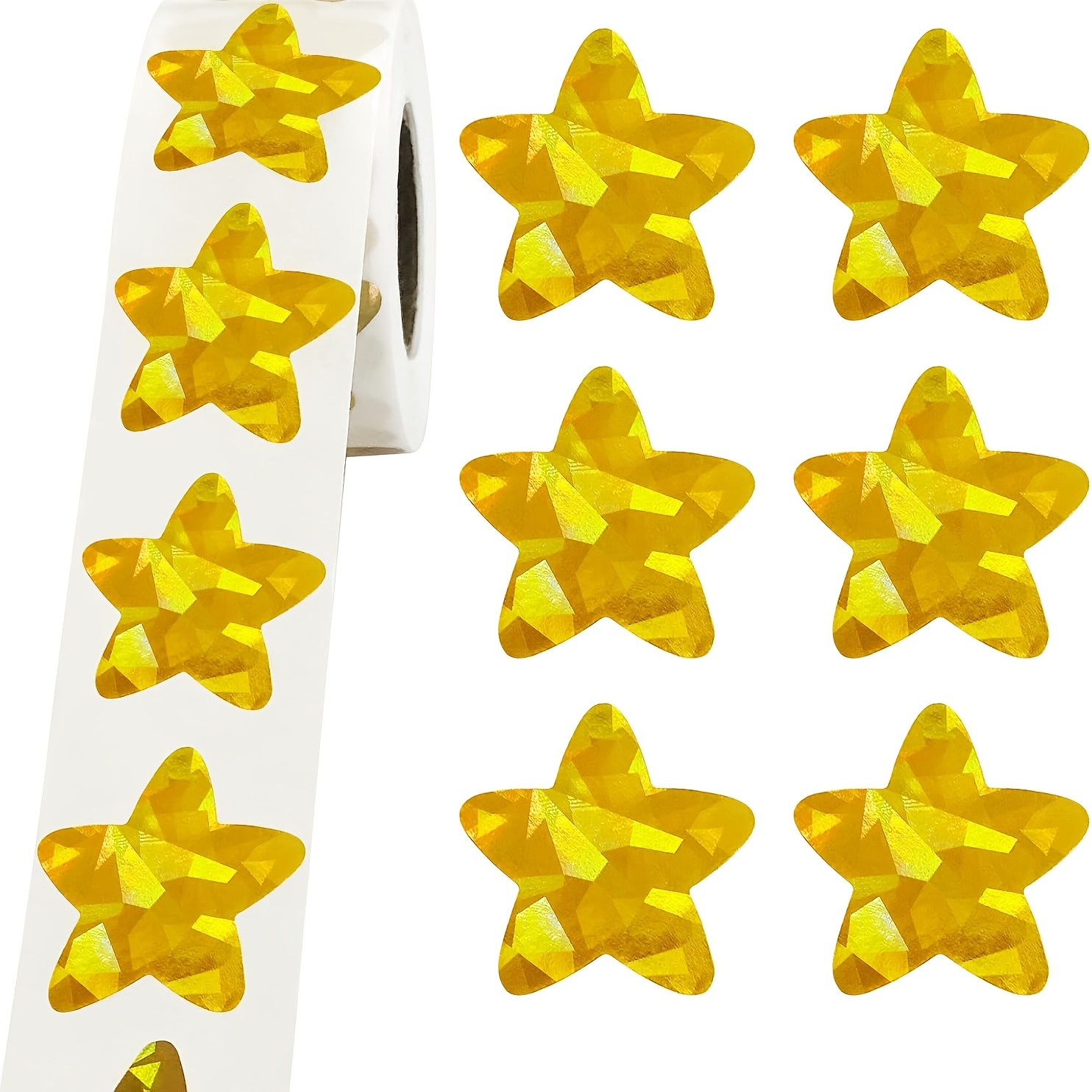 TEMU 500pcs/roll Laser Star Stickers Gift Box Sealing Stickers Packaging Decorative Labels Self-adhesive Stickers
