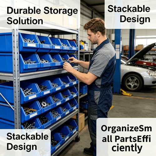 versatile stackable plastic storage box for garage ideal for tools screws organizer utility shelves