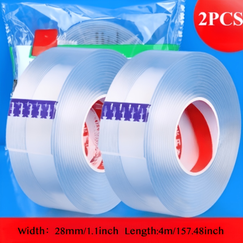 Image of 2 Rolls 3cm Wide Nano Double-sided Tape High Anti-slip Reusable Tape For Cabinet Doors Glass Furniture