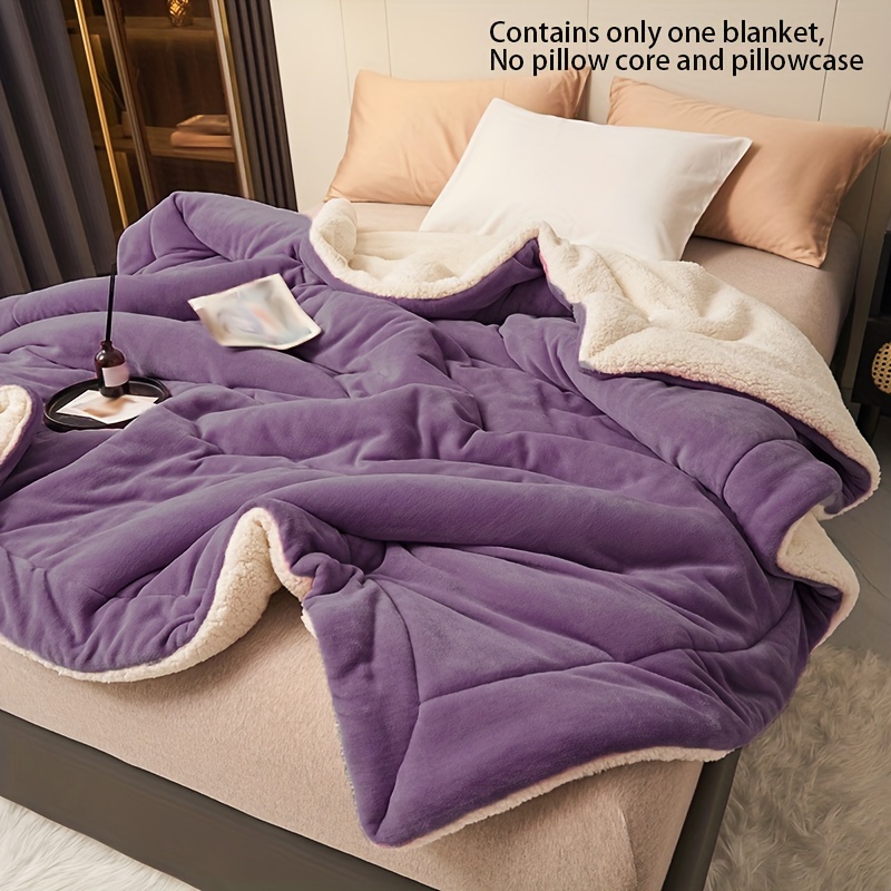 

1pc Purple Blanket Double Fleece Fleece Blanket Blanket Blanket Blanket