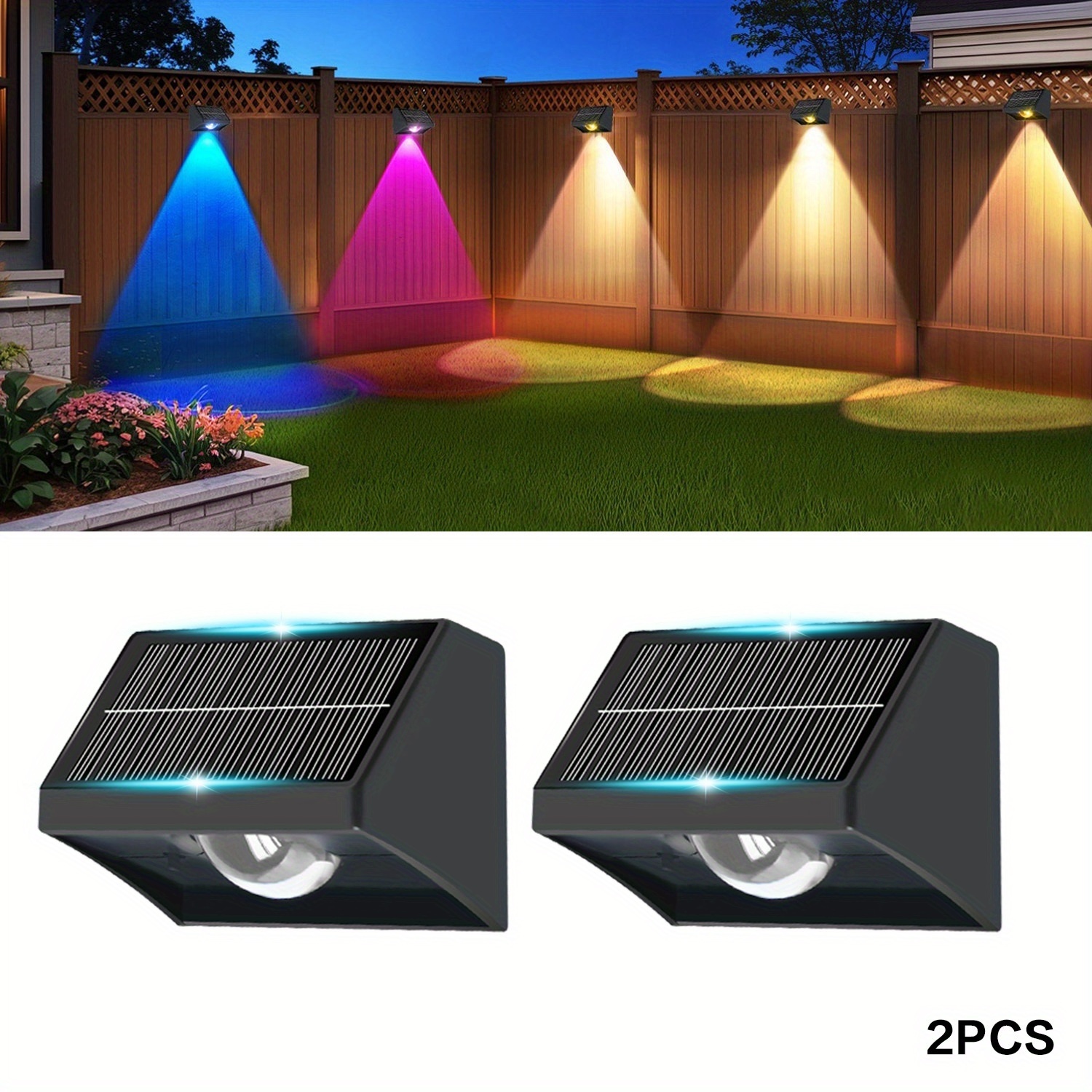 TEMU 2pcs Outdoor Wall Lights With Panel - Outdoor Wall, Solar Led Lighting Suitable For,, Fence, Wall-mounted, -controlled, Plastic (no)