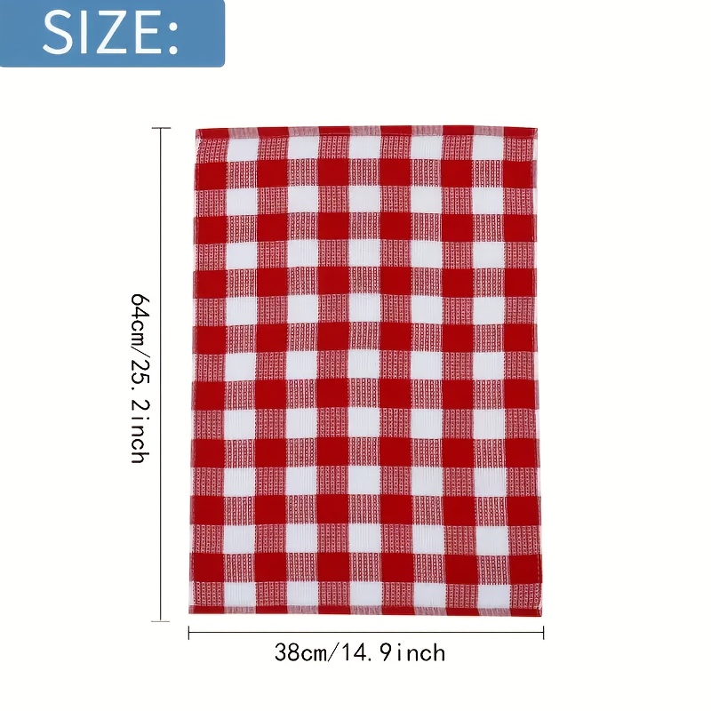 Red Plaid Waffle Clean Cloth - Soft Absorbent Dish Towel - Multi-Color Options, Household Kitchen & Bathroom Multi-Purpose Wiping Cloth