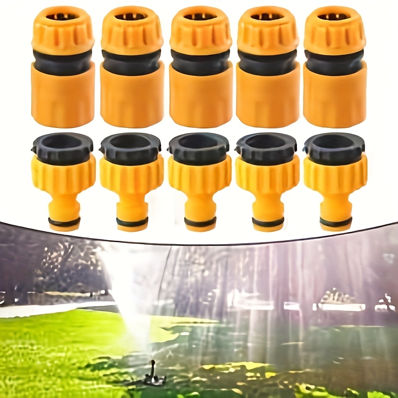 Image of 10 Quick Connectors For Hose Faucets, Compatible With 3/4 Inch And 1/2 Inch Threaded Hose Fittings, Suitable For Garden Irrigation