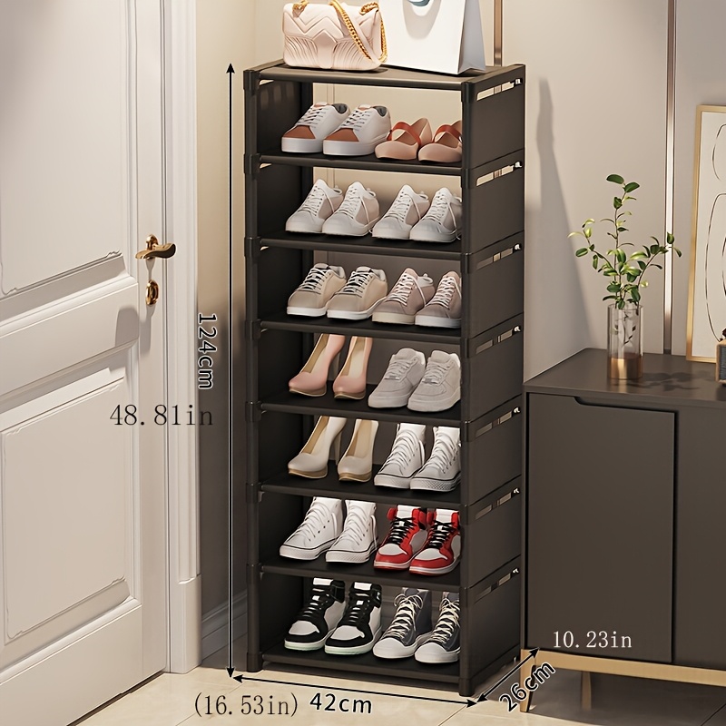 

8-tier Free Standing Shoe Rack, Space-saving Vertical Shoe Organizer With Adjustable Shelves, Metal And Plastic, Floor Mount For Entryway, Bedroom, Hallway, Easy