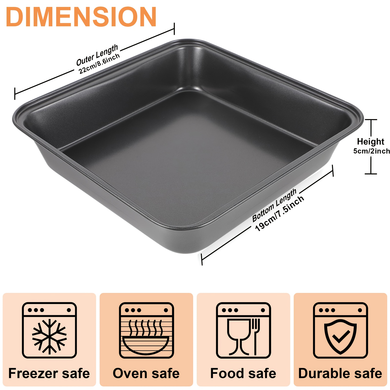 Square Cake Pan – Deep Baking Mold For Brownies, Sheet Cakes & Lasagna | Dishwasher Safe, Oven & Induction Stove Compatible, Durable & For Perfect Baking Time!