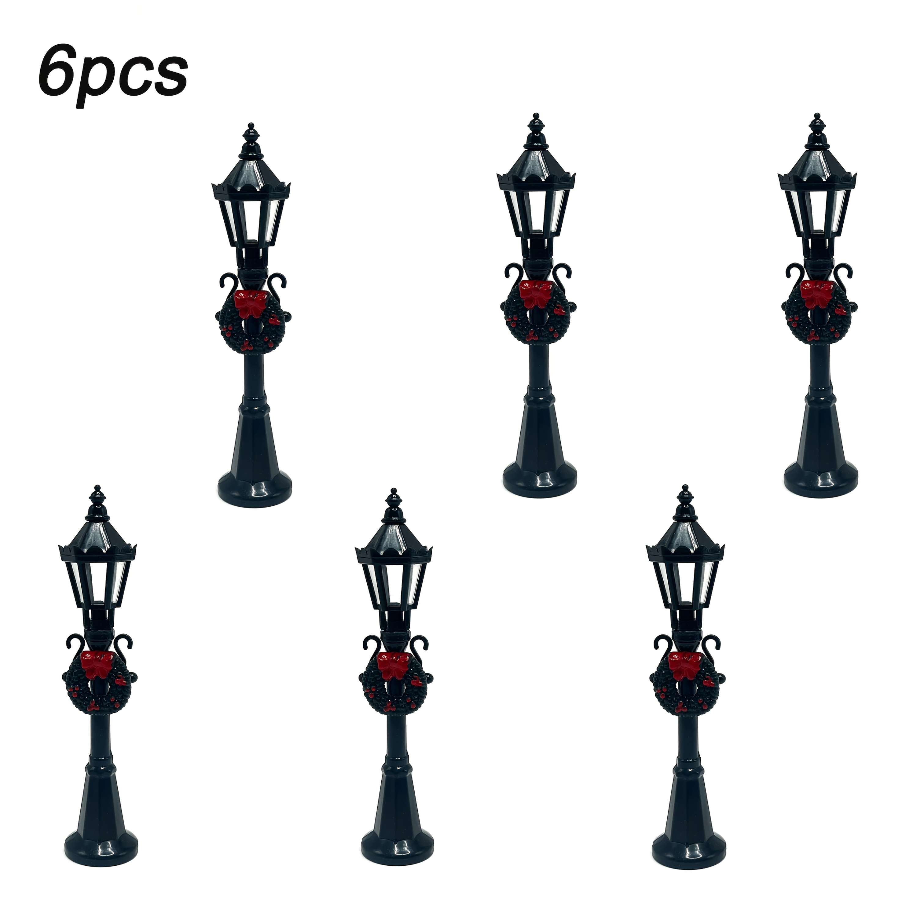 TEMU Nuovo set da 6 pezzi di statuine di lampioni stradali festivi con , non luminose, ornamenti da stagionali per la casa per decorazioni di Natale,