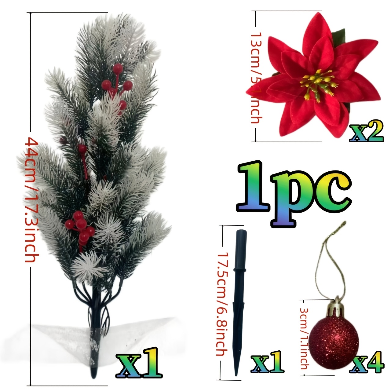 TEMU 1 pièce - Arbre de cèdre artificiel de luxe extra large pour les fêtes de Noël d'hiver - d'extérieur/d'intérieur avec base à piquet de sol,