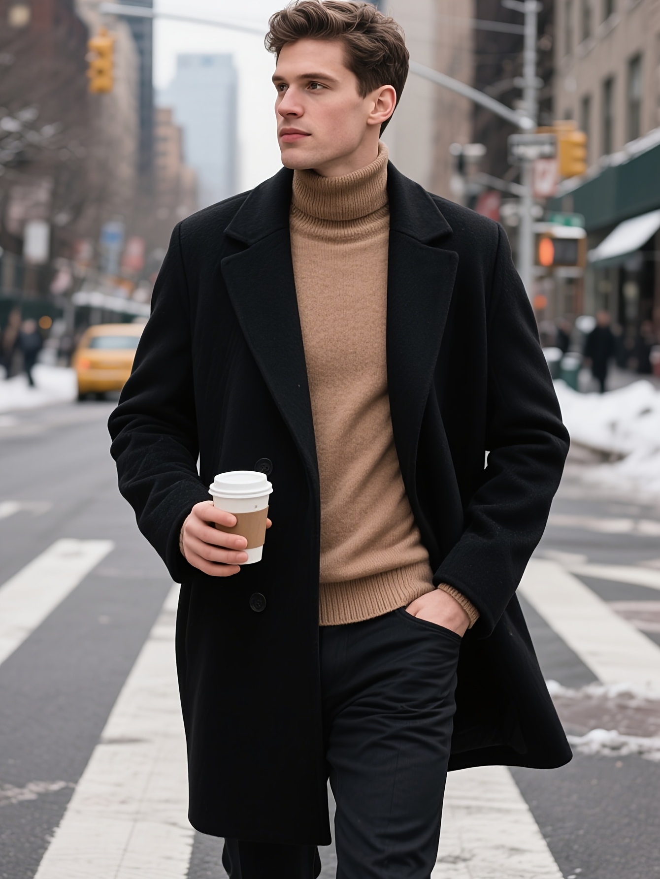 classic mens trench coat warm single breasted overcoat fall Temu