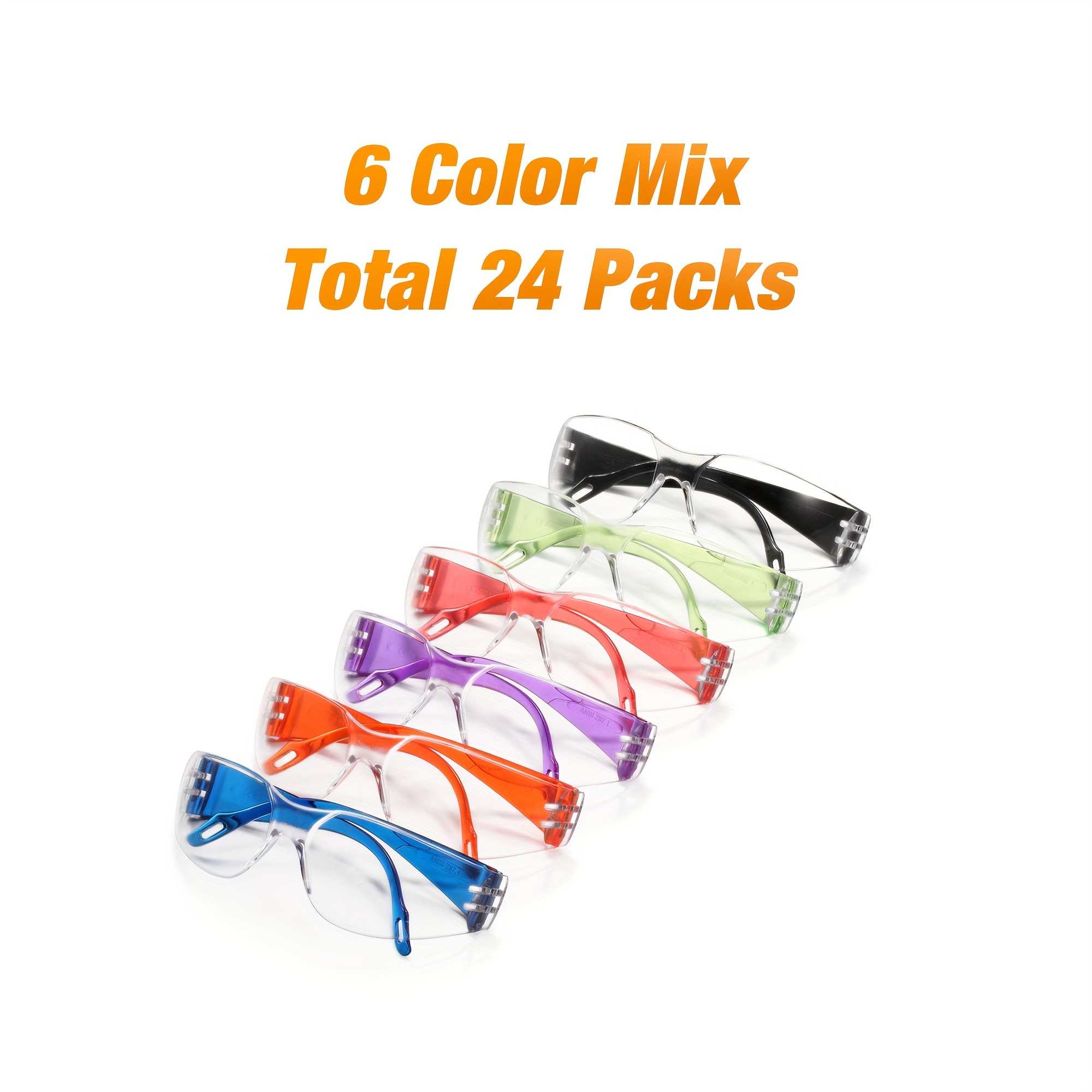 TEMU Kids Safety Glasses 24 Pack With 6 Colors, Uv Resistant Impact Resistant Goggles, Boys And Girls Protective Eyewear For Riding, Party, Training,