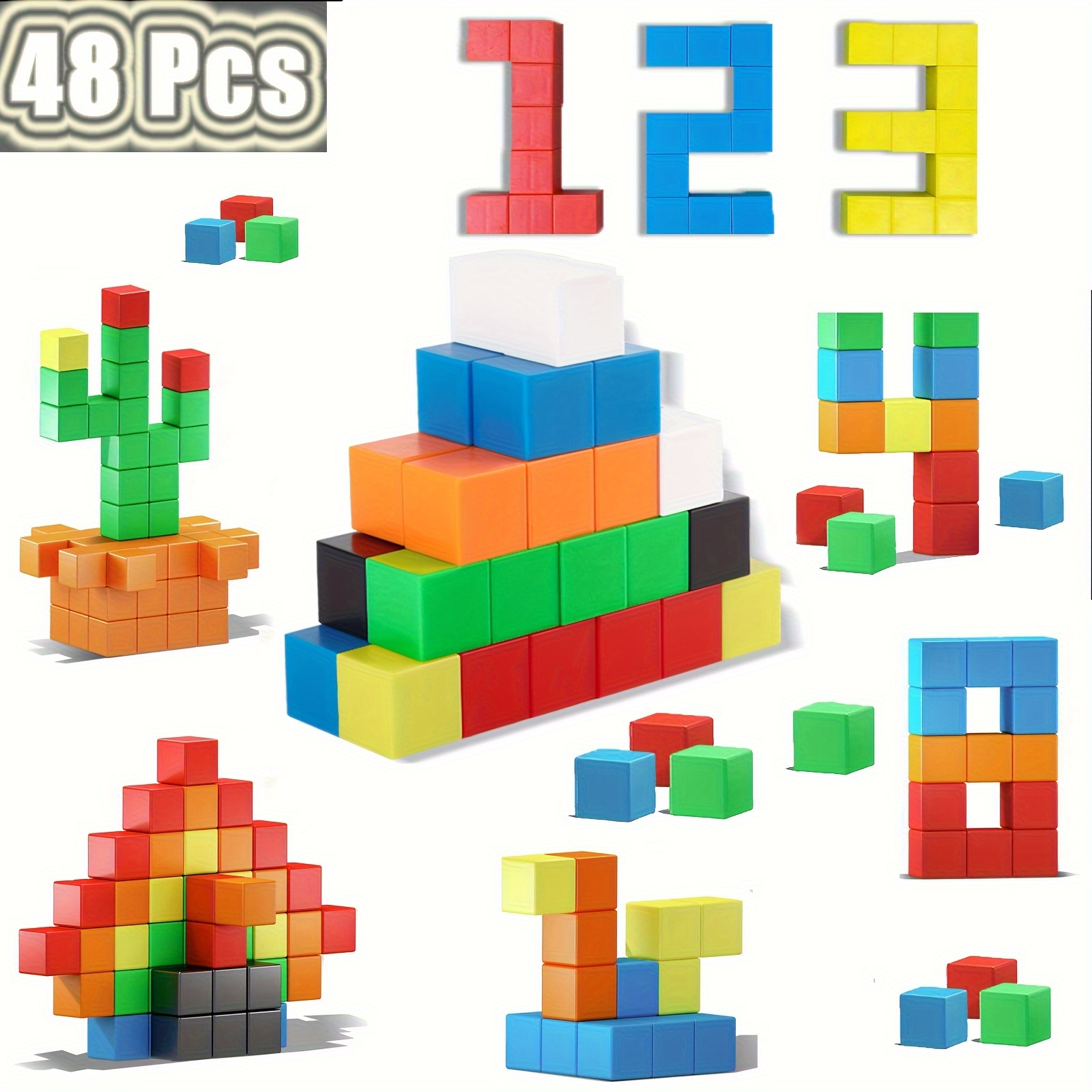 

48pcs, Magnetic Toys Blocks, Large Magnetic Cube Toys For Education Magnet Toys Magnetic Blocks Magnetic Tiles Board Games