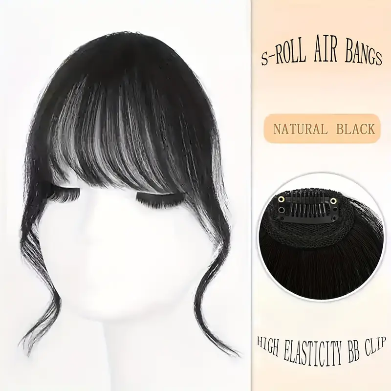1pc womens elegant clip in bangs hairpiece loose wavy synthetic hair extensions with cap natural look for styles black dark brown light brown styling elegant hair accessory synthetic hairpiece hair accessories details 9