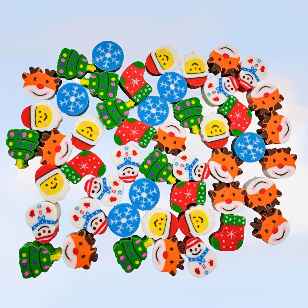 50pcs Christmas Erasers - Assorted Erasers For Classroom , Supplies &