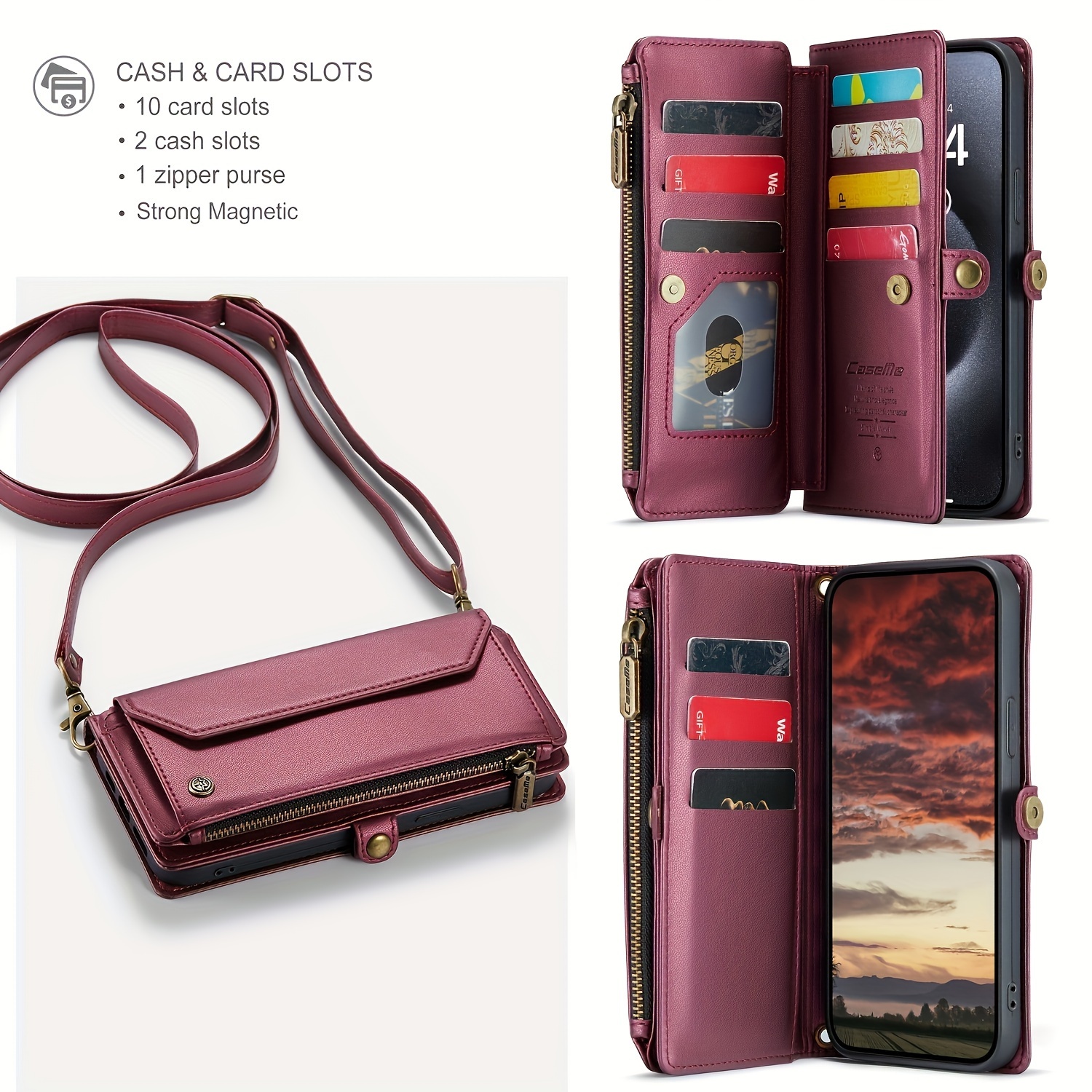 Wallet Phone Case Support Wireless Charging with Blocking Card Holder, Flip Folio Book Faux Leather Protective Phone Cover for iPhone 16e/16/11/12/13/14/15 Pro Max/15 Plus/13 Mini/7/8 Plus/SE 2022/SE 2020 - Image 137