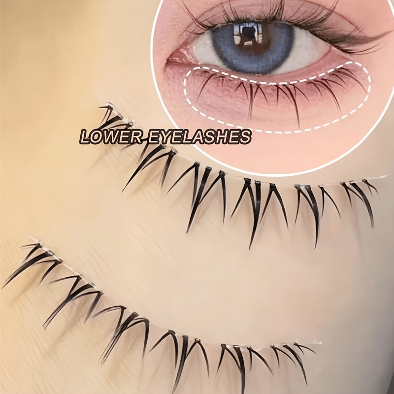 Image of 5pairs Lower Fake Lashes 5-7mm Air Lower Eyelashes Fairy Lower Eyelashes, Look False Eyelashes With Transparent Stem Natural Full Strip Lashes