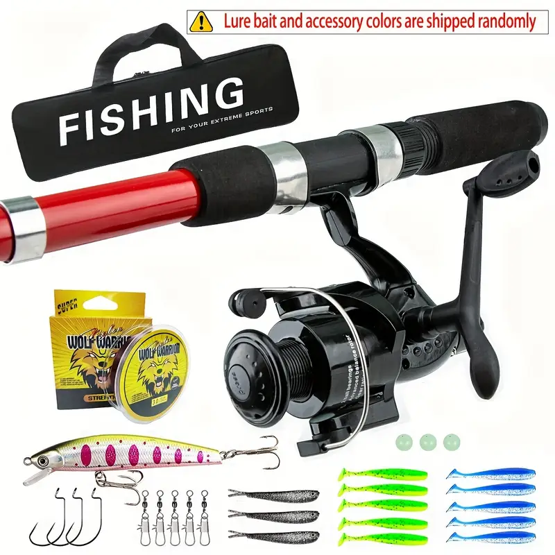 1 Set Spinning Fishing Rod And Reel Combo */3.6M Telescopic Rod with 5Kg Max Drag Reel, Line, Baits, Outdoor Fishing Tackle 1 Set Spinning Fishing Rod And Reel Combo */3.6M Telescopic Rod with 5Kg Max Drag Reel, Line, Baits, Outdoor Fishing Tackle