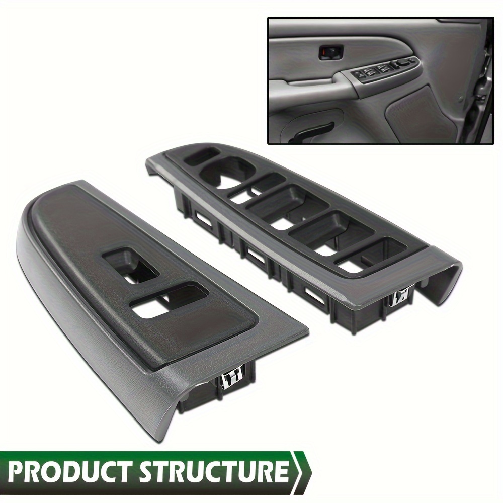 TEMU Front Window Switch Trim Bezel Set Right & Left Side For 2003-2007 Silverado 1500 2500 2003-2007 For Sierra 1500 2500 3500 89045128 89045121 (dark Gray)