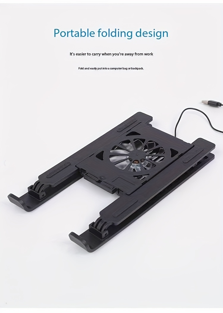 New Adjustable Laptop Cooling Stand, Tablet and Notebook Heat Dissipation Rack with Height Adjustment, Foldable Design, High Wind Power and Low Noise, Suitable for Various Scenarios at Home or Office Portable Display Holder