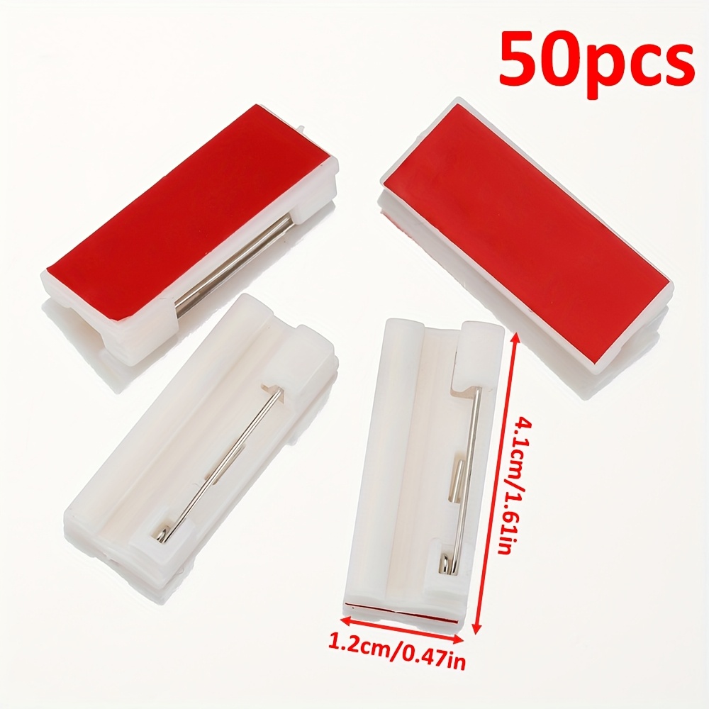 TEMU 2D 50 stuks Rechthoekige Plastic Pin Bases, Witte Bases met Zelfklevende Achterkant, Nummer Tags ID Kaarten Benodigdheden Groothandel