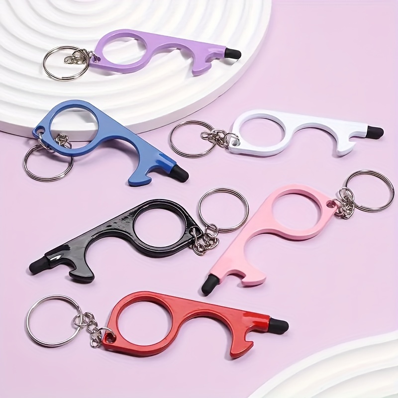 

8pcs Set: Touchscreen-compatible Alloy Keychains Edc & Features - , No-contact For Men