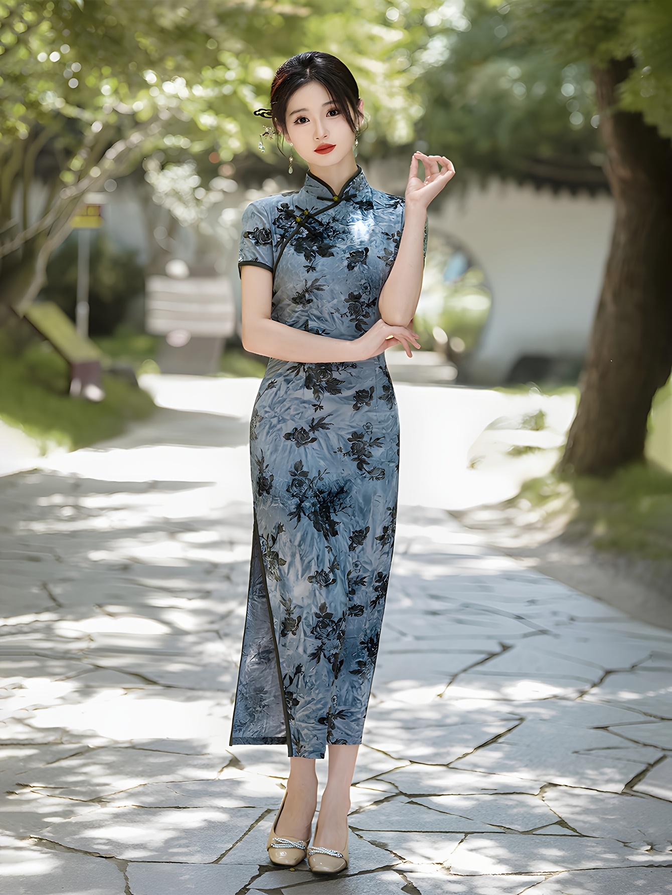 qipao cinese stile estivo e autunnale 2025 elegante design Temu