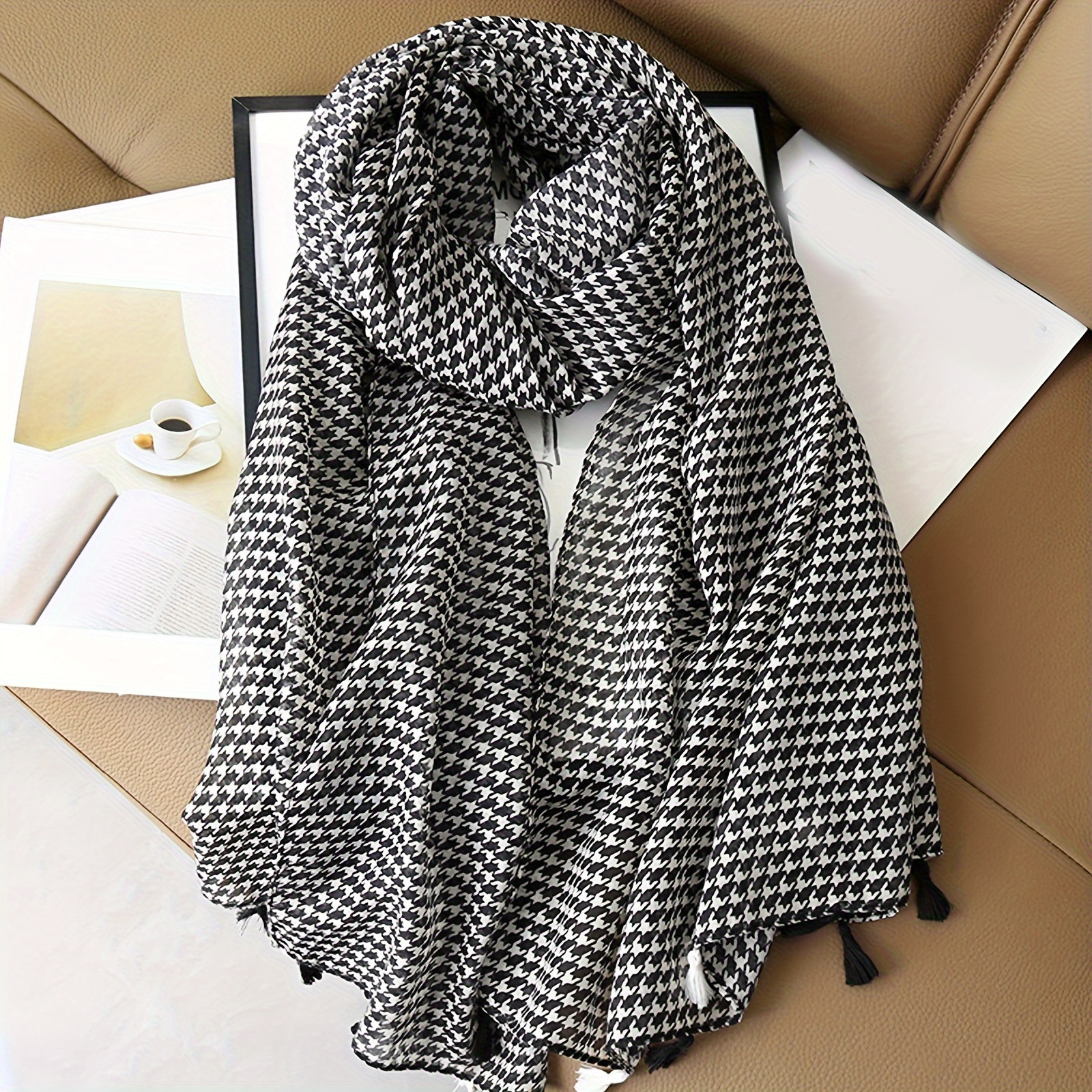 1pc Ethnic Style Tassel Scarf, With Tassels Women's Scarf, Autumn Winter New Literary Travel Shawl, Fashion Headscarf