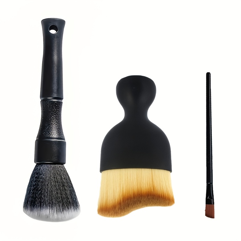 TEMU A Set Of 3 Soft Cleaning Brushes Designed For Vehicle , With Durable Plastic Handles And Extremely Soft Bristles, Are Very Suitable For Cleaning