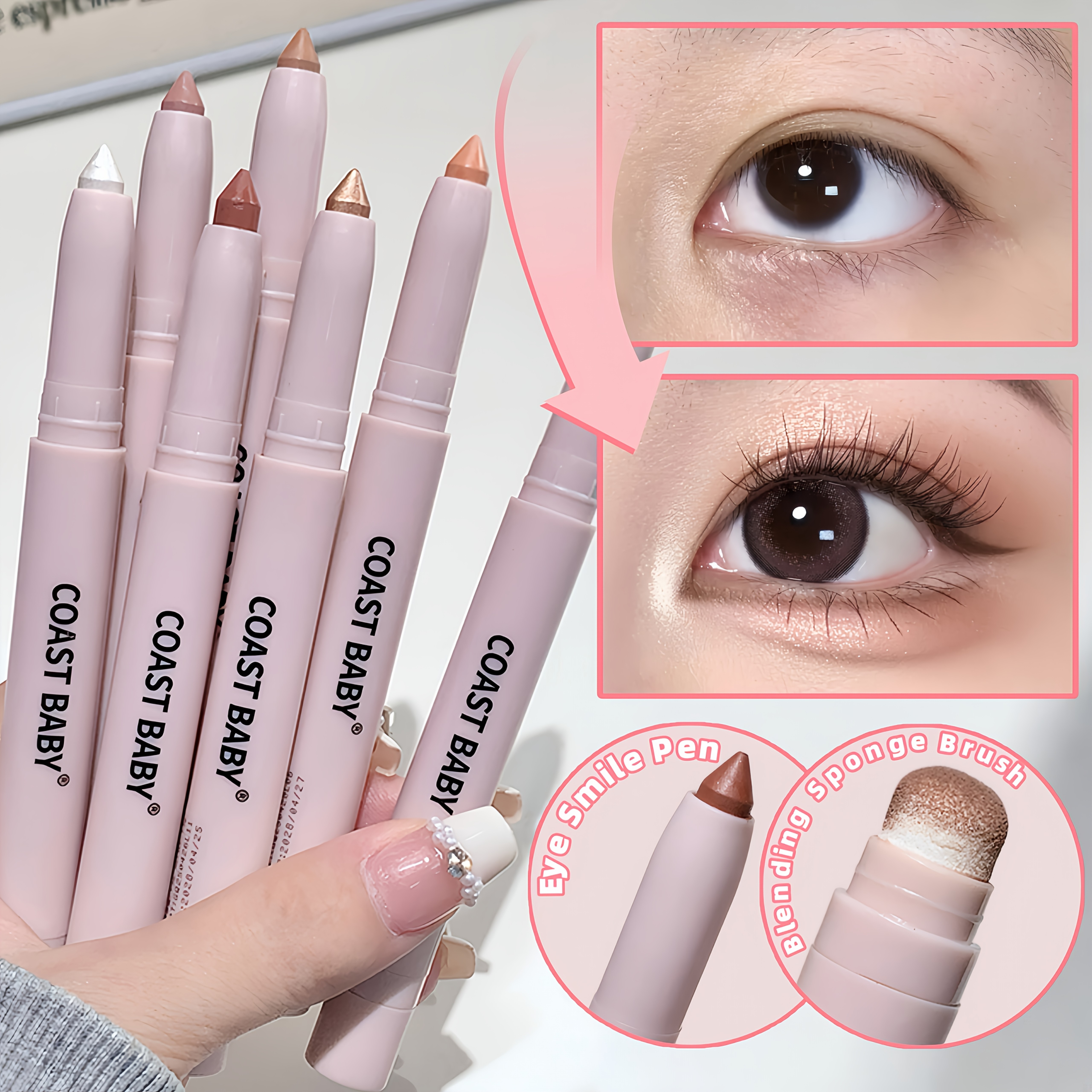 10-Color Dual-Tip Eyeshadow & Highlighter Pen: Natural Eye Makeup with 3D Lift Effect, Water-Resistant And Sweat-Proof, Perfect for Parties, Nightclubs, Gyms, Swimming, And Special Occasions—Ideal for Beginners. Multiple Colors Available, Matte Finish, Creates a Long-Lasting Look. Easy-To-Apply Shimmery Eyeshadow Stick for Effortless Daily Looks, Eyebrow Pencil, Brown Mascara, Rimel Horse Lashes, Volumizing And Lengthening Mascara, Sweet Mint Eyeliner, Flash Eyeliner, Long-wearing